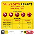 3 number lottery results